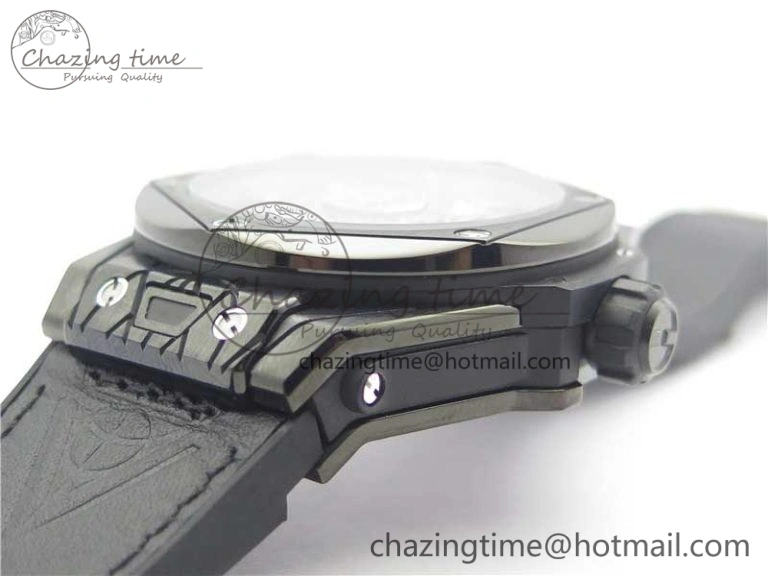 Big Bang Sang Bleu DLC Ti WWF 1:1 Best Edition Black Skeletonal Dial On Black Gummy Strap Asian HB1213