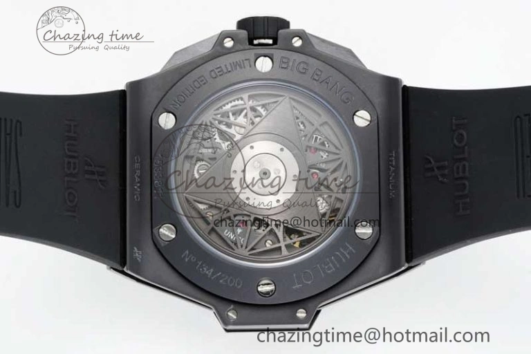 Big Bang Sang Bleu II Black Ceramic ZF Best Edition on Black Rubber Strap A1240