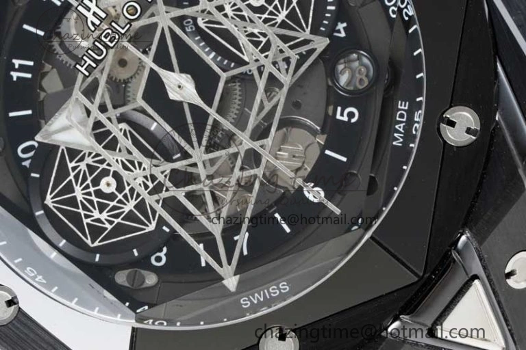 Big Bang Sang Bleu II Black Ceramic ZF Best Edition on Black Rubber Strap A1240