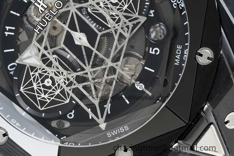 Big Bang Sang Bleu II Black Ceramic ZF Best Edition on Black Rubber Strap A1240