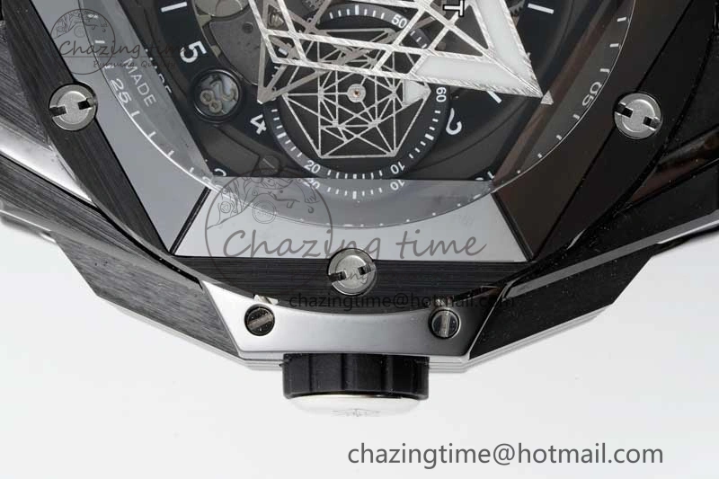 Big Bang Sang Bleu II Black Ceramic ZF Best Edition on Black Rubber Strap A1240