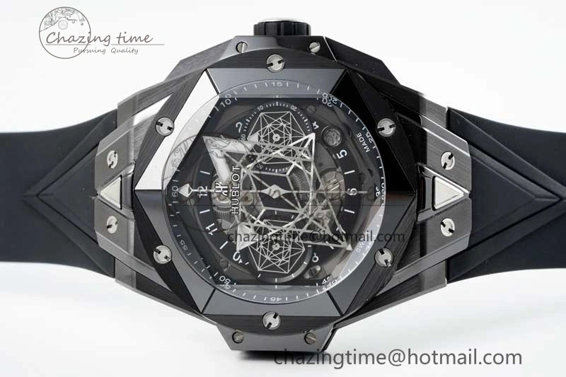 Big Bang Sang Bleu II Black Ceramic ZF Best Edition on Black Rubber Strap A1240