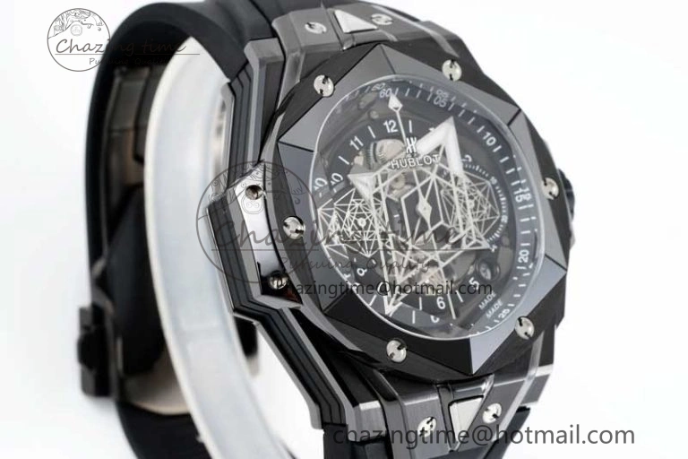Big Bang Sang Bleu II Black Ceramic ZF Best Edition on Black Rubber Strap A1240