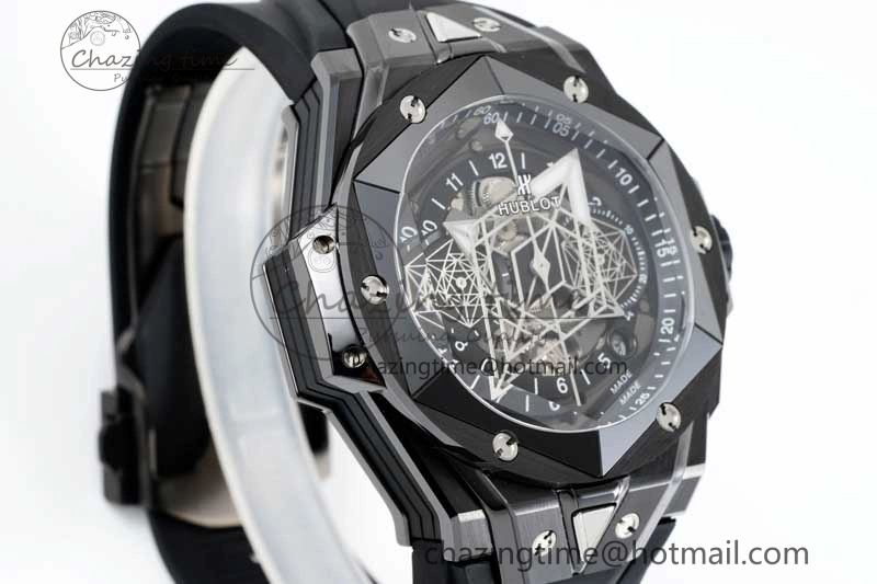 Big Bang Sang Bleu II Black Ceramic ZF Best Edition on Black Rubber Strap A1240