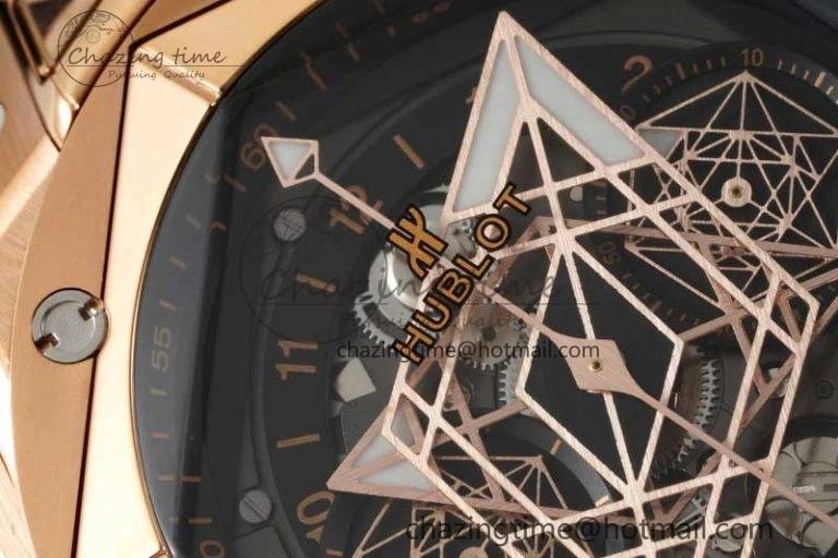 Big Bang Sang Bleu II Chrono RG BBF Best Edition Black Dial on Black Gummy Strap A7750