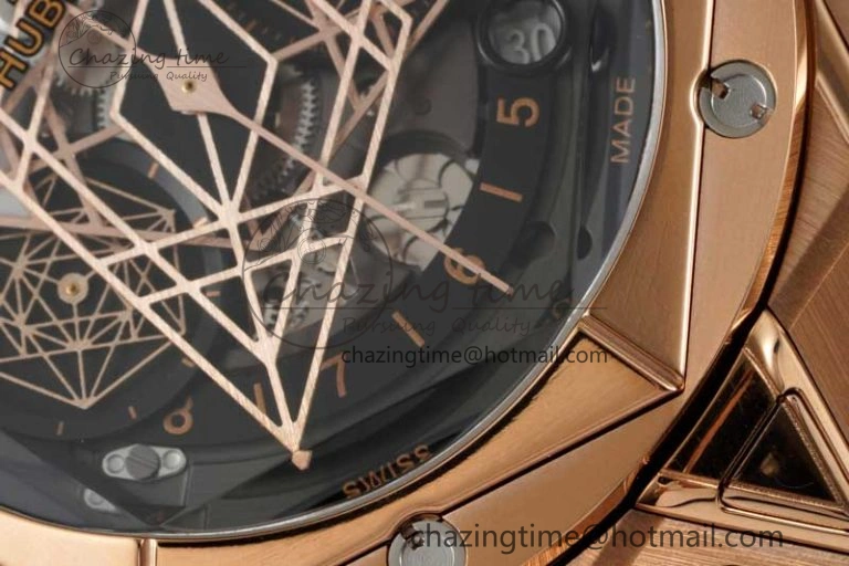 Big Bang Sang Bleu II Chrono RG BBF Best Edition Black Dial on Black Gummy Strap A7750