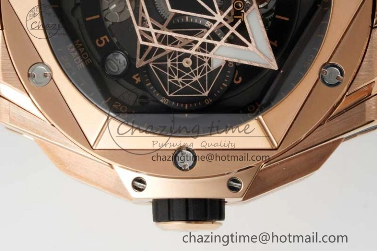 Big Bang Sang Bleu II Chrono RG BBF Best Edition Black Dial on Black Gummy Strap A7750