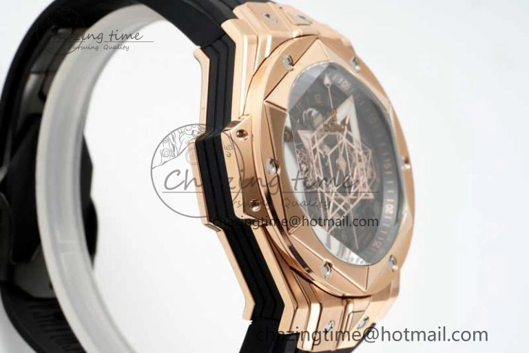 Big Bang Sang Bleu II Chrono RG BBF Best Edition Black Dial on Black Gummy Strap A7750