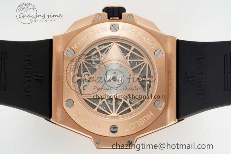 Big Bang Sang Bleu II Chrono RG BBF Best Edition Black Dial on Black Gummy Strap A7750
