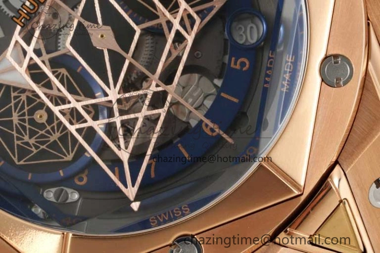 Big Bang Sang Bleu II Chrono RG BBF Best Edition Blue Dial on Blue Gummy Strap A7750