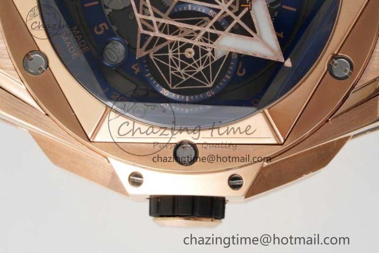 Big Bang Sang Bleu II Chrono RG BBF Best Edition Blue Dial on Blue Gummy Strap A7750