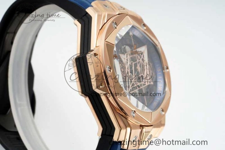 Big Bang Sang Bleu II Chrono RG BBF Best Edition Blue Dial on Blue Gummy Strap A7750