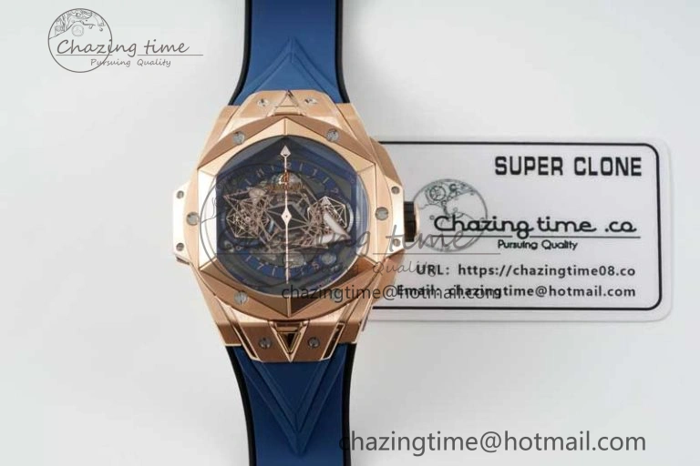 Big Bang Sang Bleu II Chrono RG BBF Best Edition Blue Dial on Blue Gummy Strap A7750