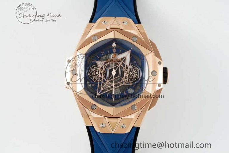 Big Bang Sang Bleu II Chrono RG BBF Best Edition Blue Dial on Blue Gummy Strap A7750
