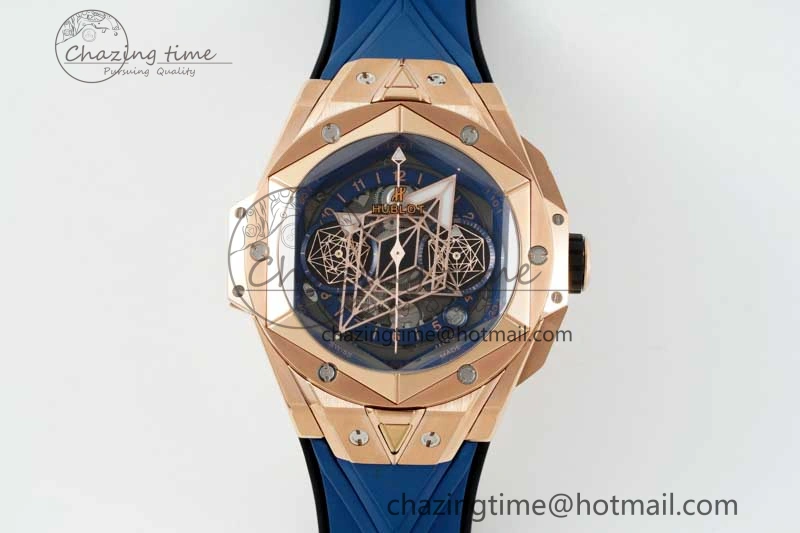 Big Bang Sang Bleu II Chrono RG BBF Best Edition Blue Dial on Blue Gummy Strap A7750