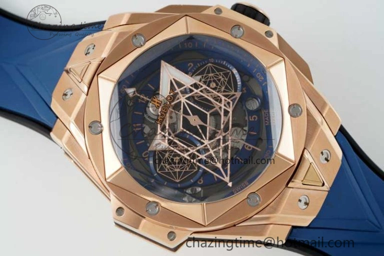 Big Bang Sang Bleu II Chrono RG BBF Best Edition Blue Dial on Blue Gummy Strap A7750