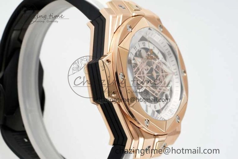 Big Bang Sang Bleu II Chrono RG BBF Best Edition White Dial on White Gummy Strap A7750