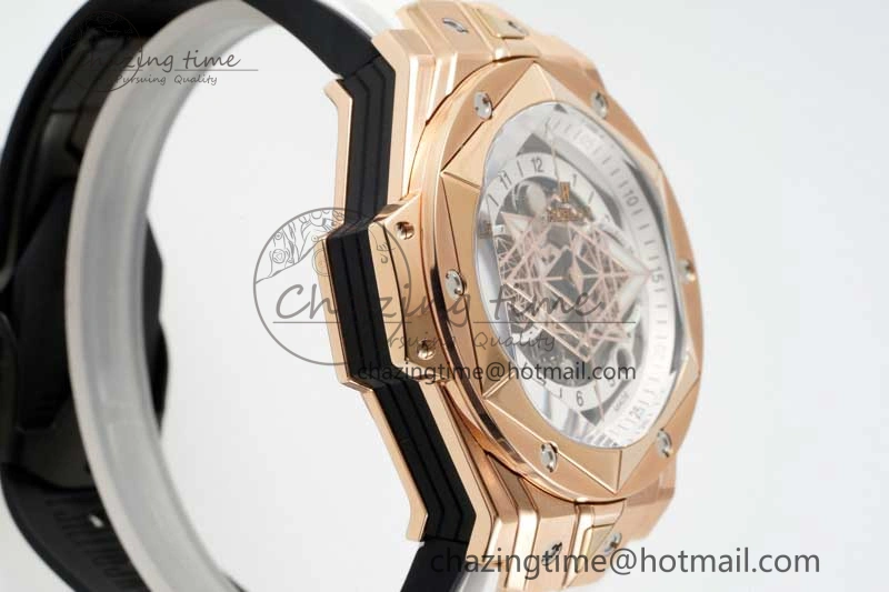 Big Bang Sang Bleu II Chrono RG BBF Best Edition White Dial on White Gummy Strap A7750