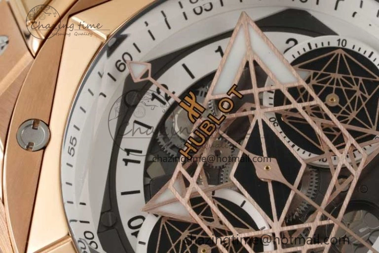 Big Bang Sang Bleu II Chrono RG BBF Best Edition White Dial on White Gummy Strap A7750