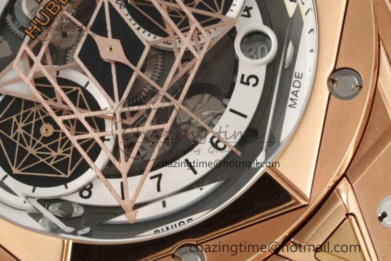 Big Bang Sang Bleu II Chrono RG BBF Best Edition White Dial on White Gummy Strap A7750