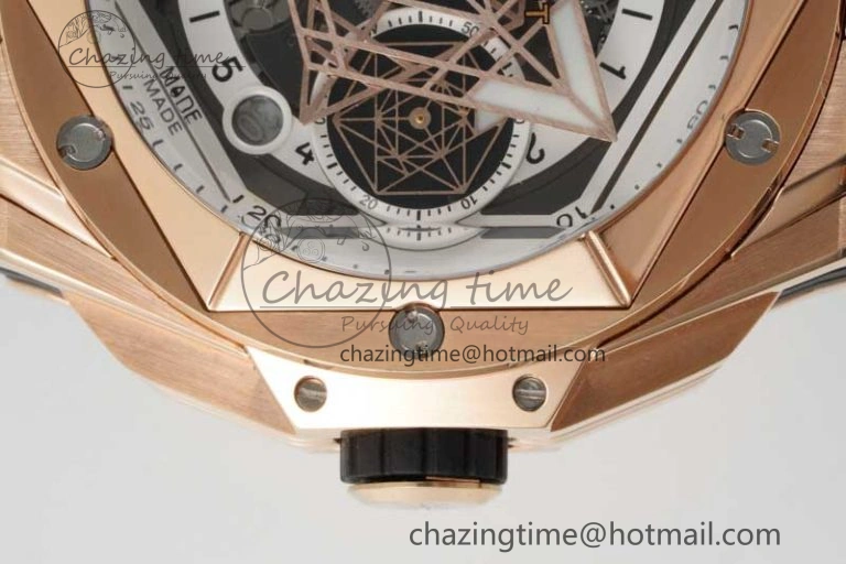 Big Bang Sang Bleu II Chrono RG BBF Best Edition White Dial on White Gummy Strap A7750