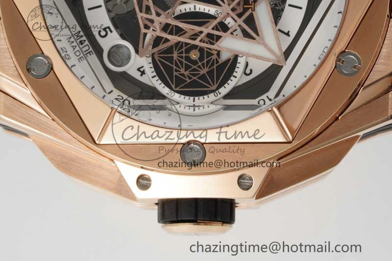 Big Bang Sang Bleu II Chrono RG BBF Best Edition White Dial on White Gummy Strap A7750
