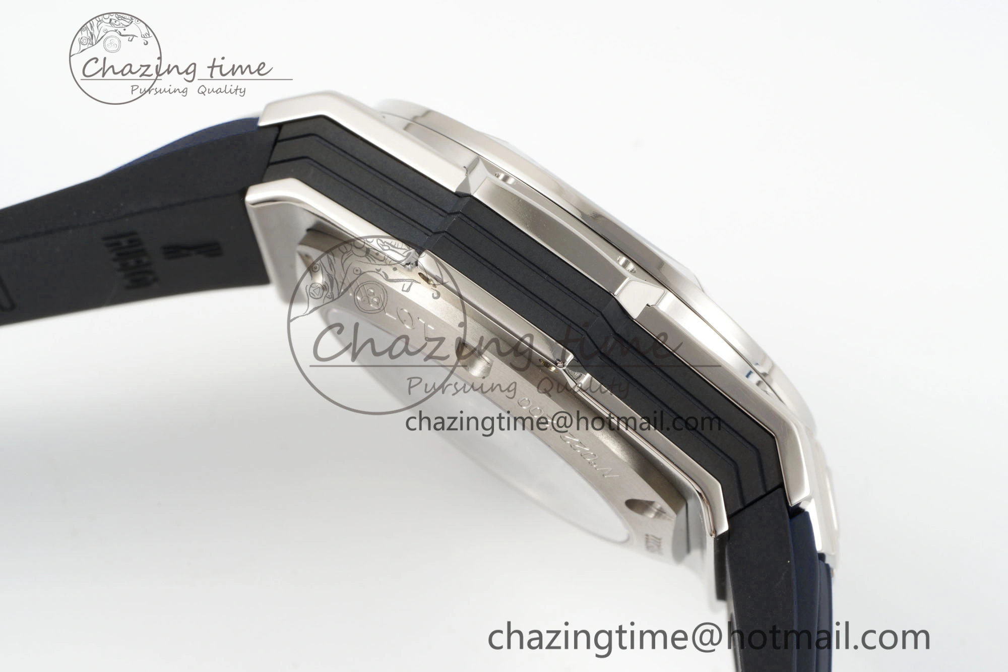 Big Bang Sang Bleu II Chrono SS BBF Best Edition Black Dial on Black Gummy Strap A7750
