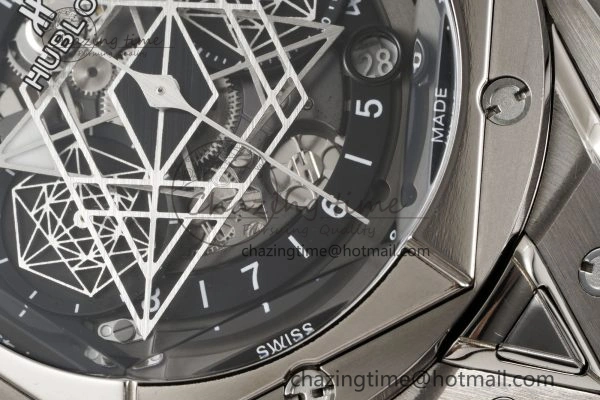 Big Bang Sang Bleu II Chrono SS BBF Best Edition Black Dial on Black Gummy Strap A7750