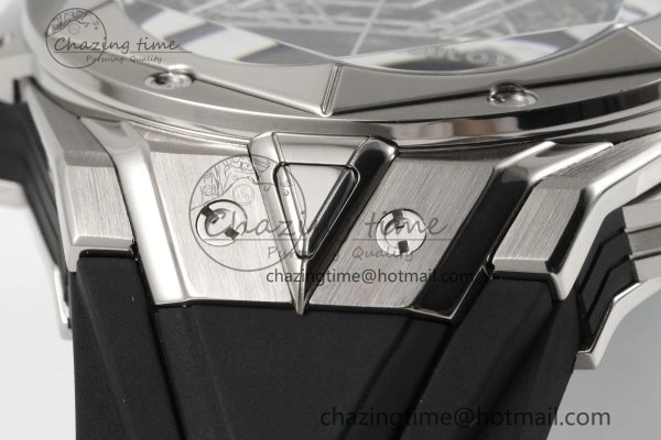 Big Bang Sang Bleu II Chrono SS BBF Best Edition Black Dial on Black Gummy Strap A7750