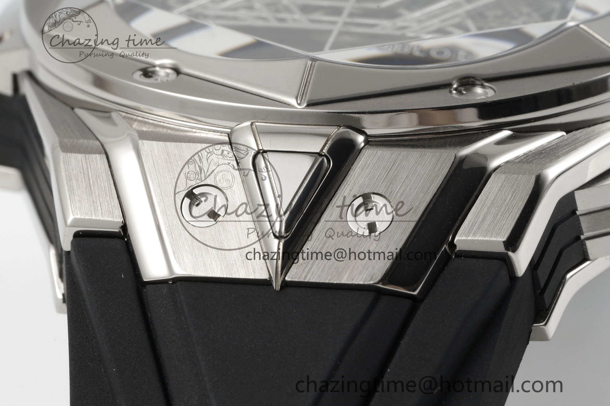 Big Bang Sang Bleu II Chrono SS BBF Best Edition Black Dial on Black Gummy Strap A7750
