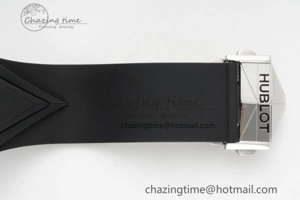 Big Bang Sang Bleu II Chrono SS BBF Best Edition Black Dial on Black Gummy Strap A7750