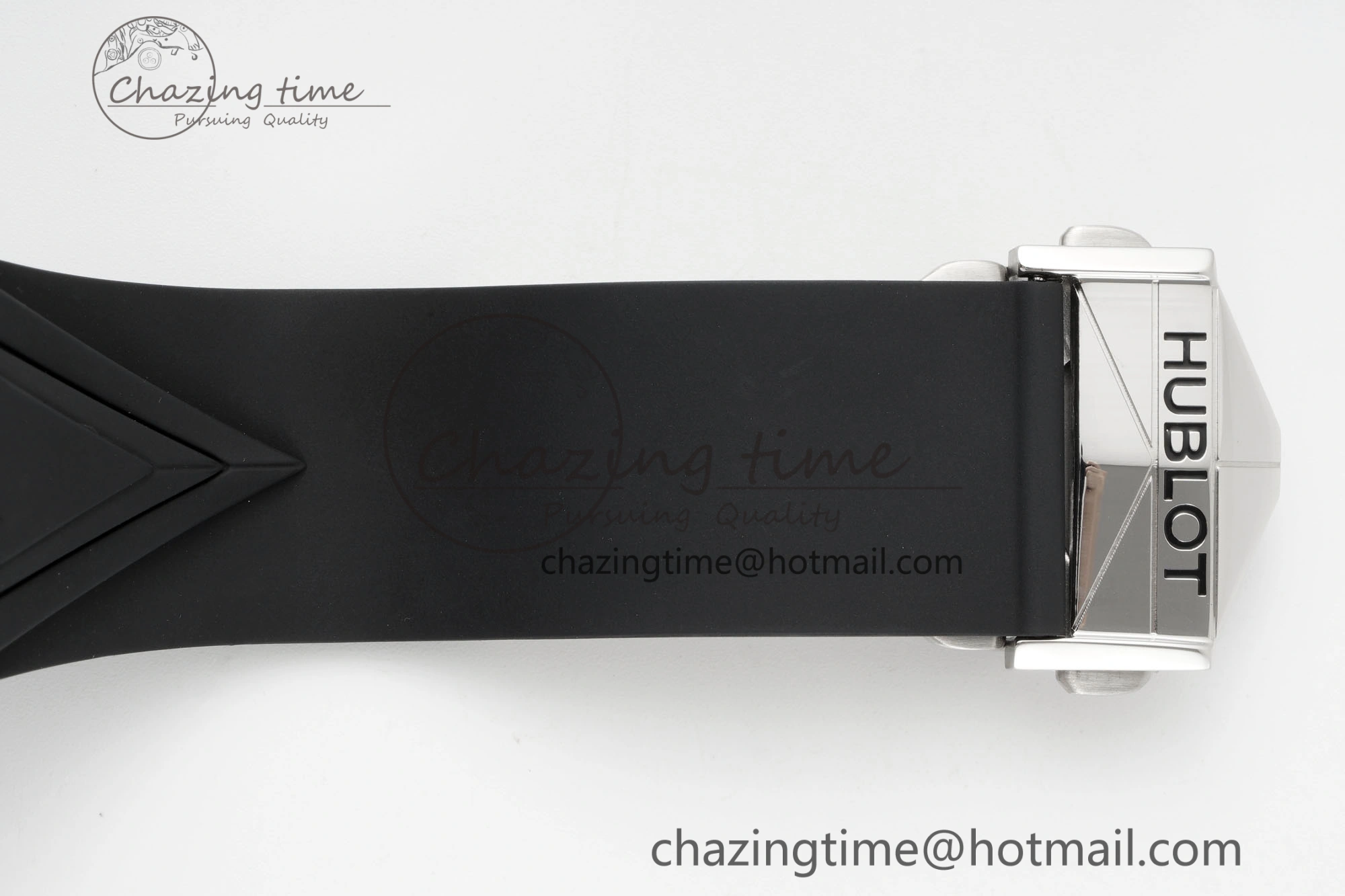 Big Bang Sang Bleu II Chrono SS BBF Best Edition Black Dial on Black Gummy Strap A7750