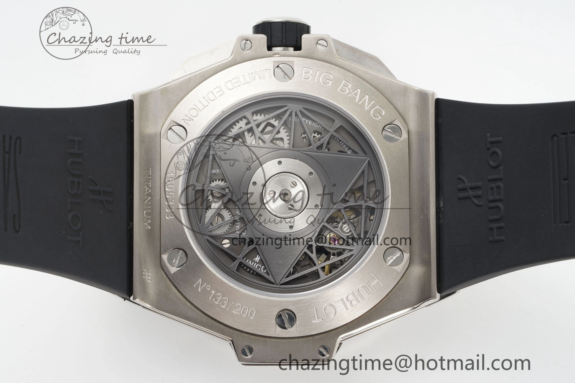 Big Bang Sang Bleu II Chrono SS BBF Best Edition Blue Dial on Blue Gummy Strap A7750