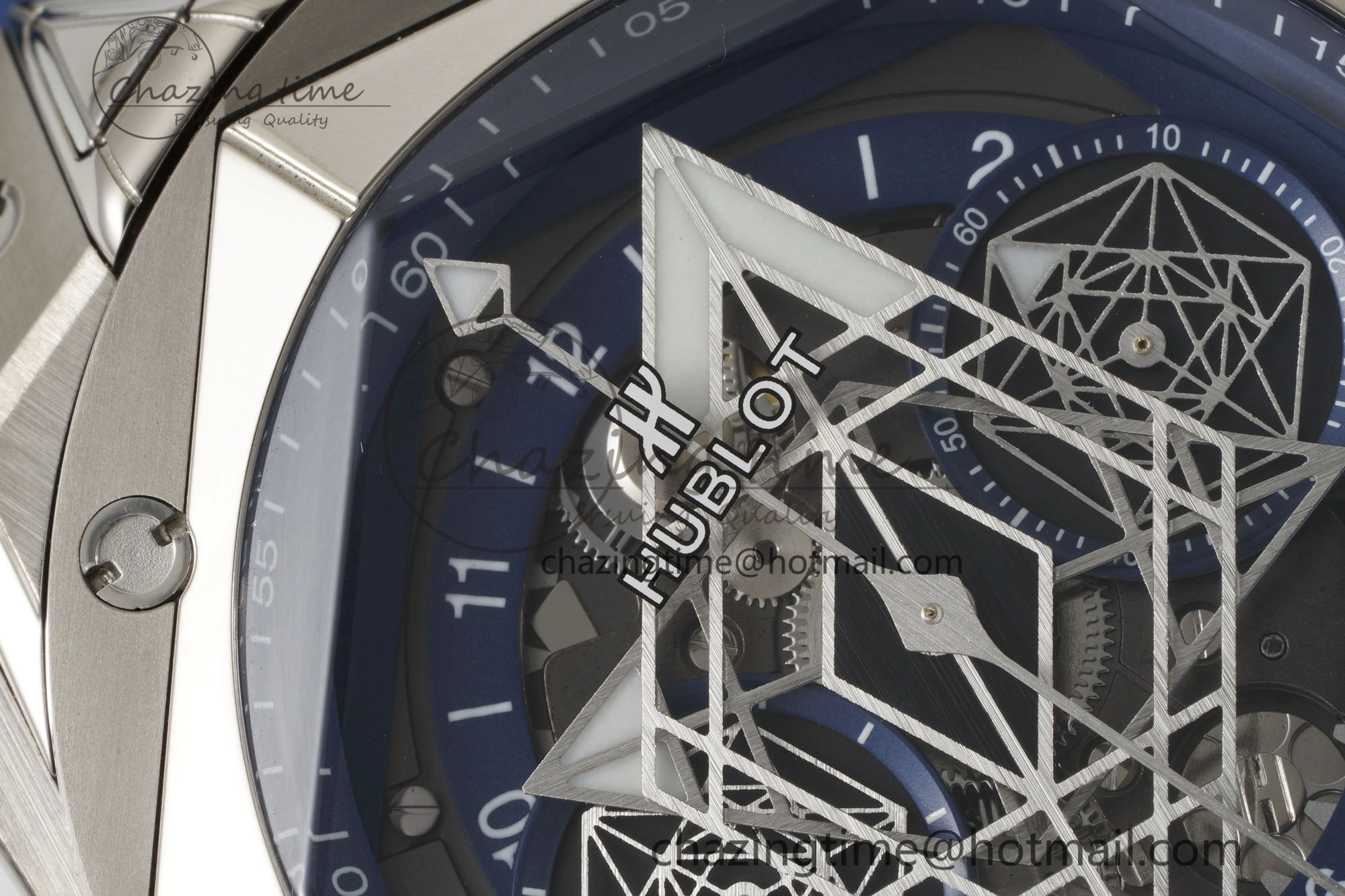 Big Bang Sang Bleu II Chrono SS BBF Best Edition Blue Dial on Blue Gummy Strap A7750