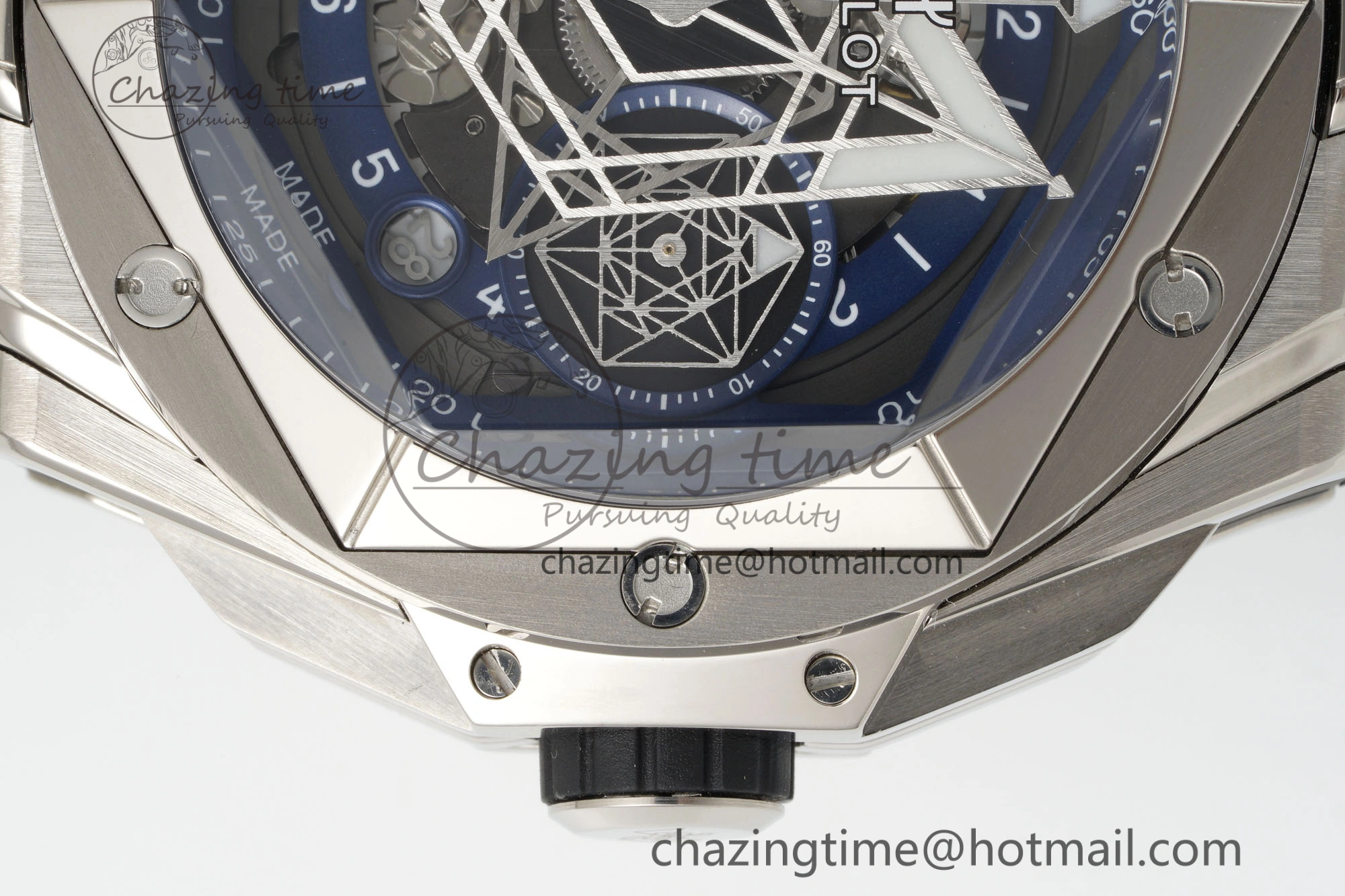 Big Bang Sang Bleu II Chrono SS BBF Best Edition Blue Dial on Blue Gummy Strap A7750