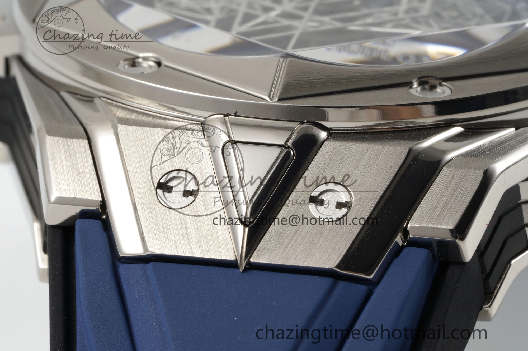 Big Bang Sang Bleu II Chrono SS BBF Best Edition Blue Dial on Blue Gummy Strap A7750