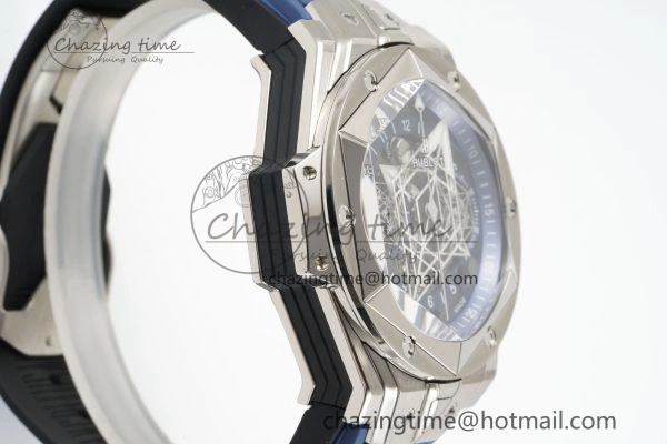 Big Bang Sang Bleu II Chrono SS BBF Best Edition Blue Dial on Blue Gummy Strap A7750