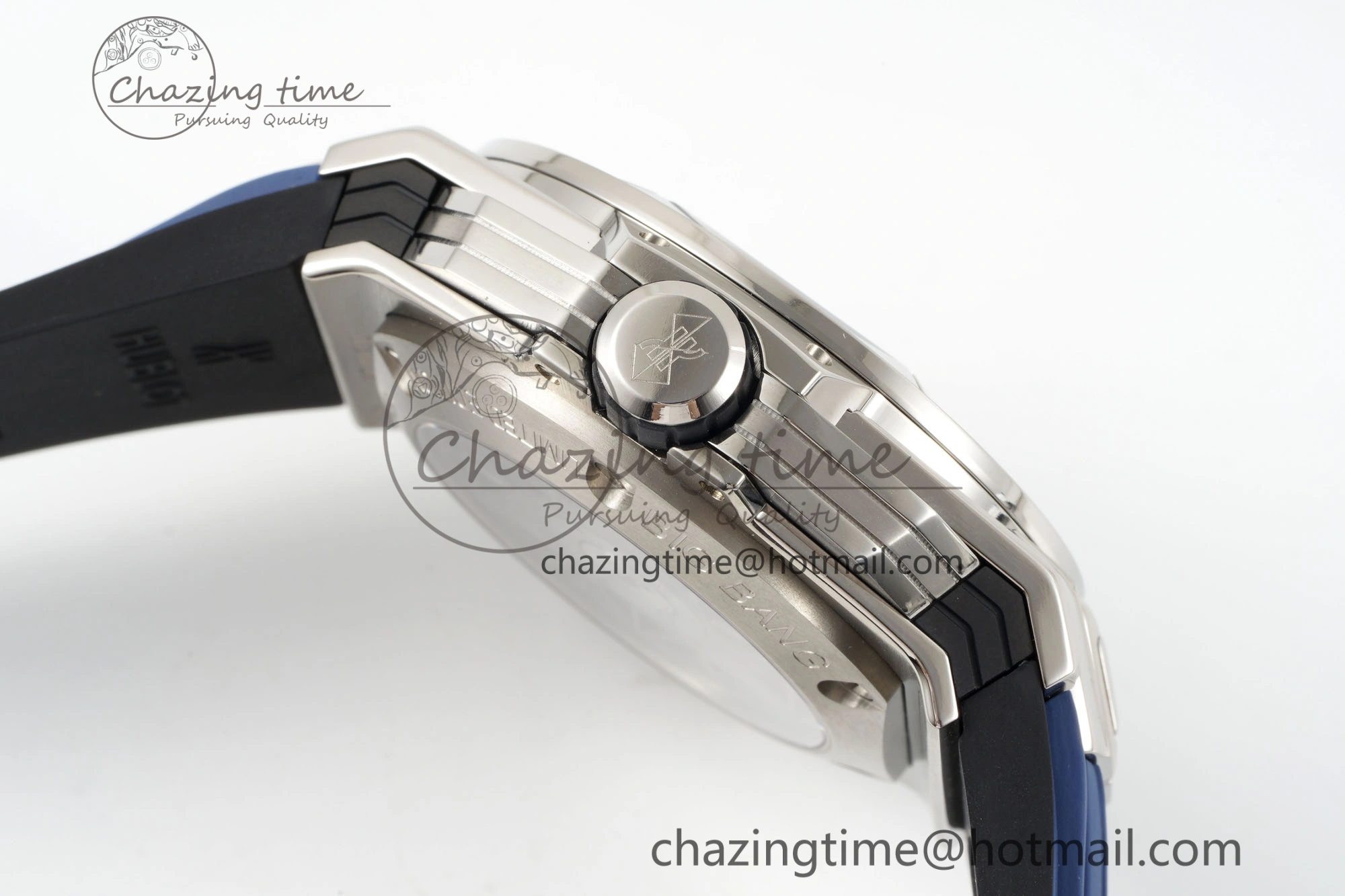 Big Bang Sang Bleu II Chrono SS BBF Best Edition Blue Dial on Blue Gummy Strap A7750