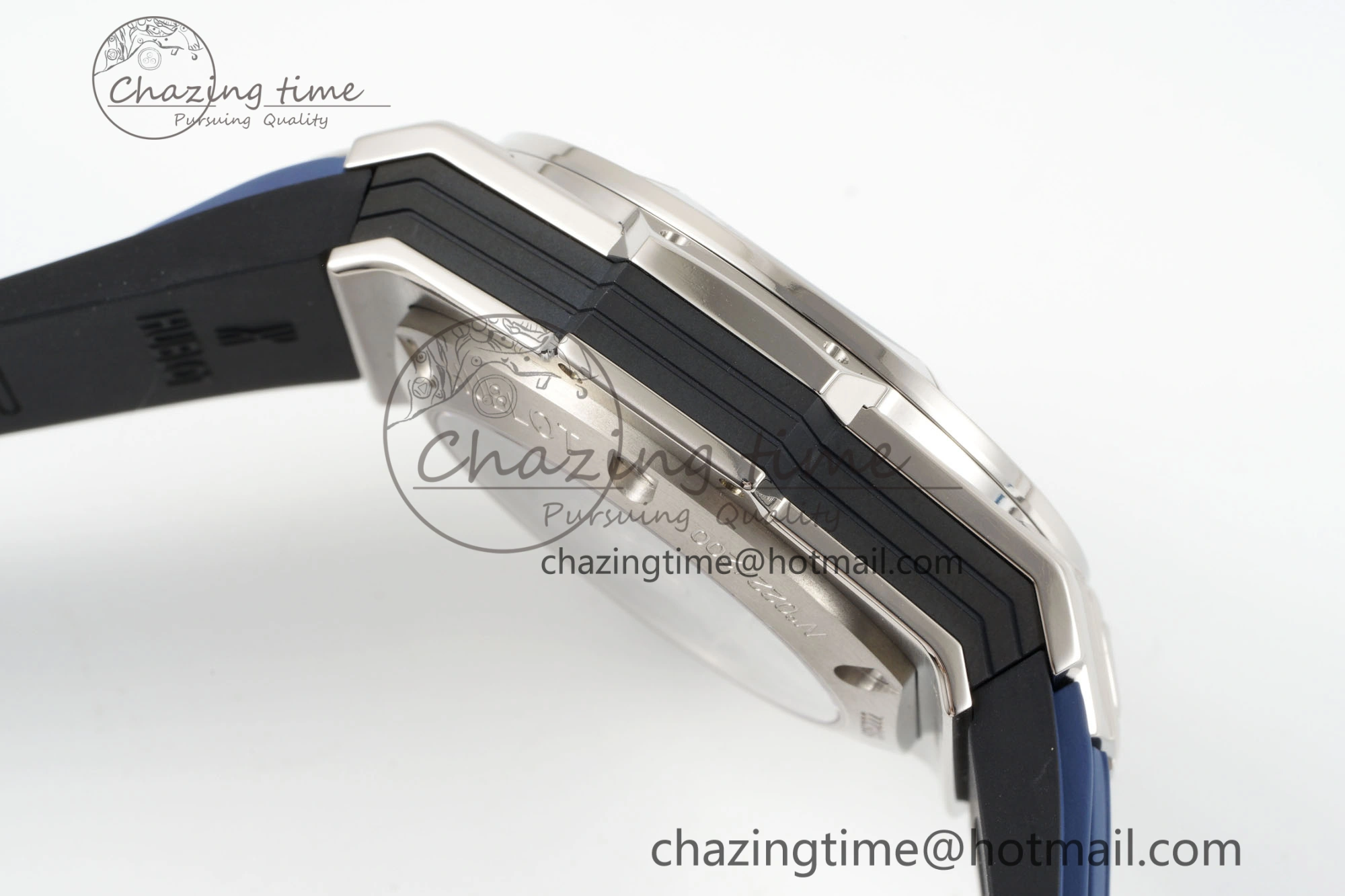 Big Bang Sang Bleu II Chrono SS BBF Best Edition Blue Dial on Blue Gummy Strap A7750