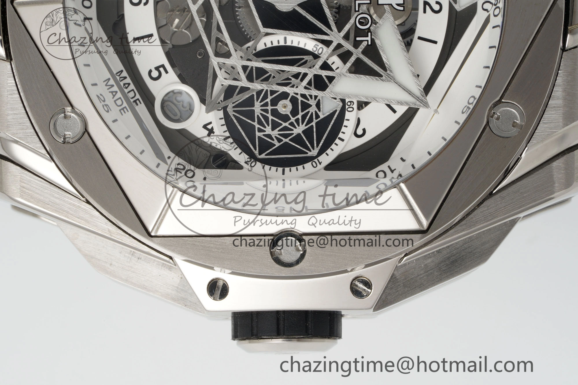 Big Bang Sang Bleu II Chrono SS BBF Best Edition White Dial on White Gummy Strap A7750