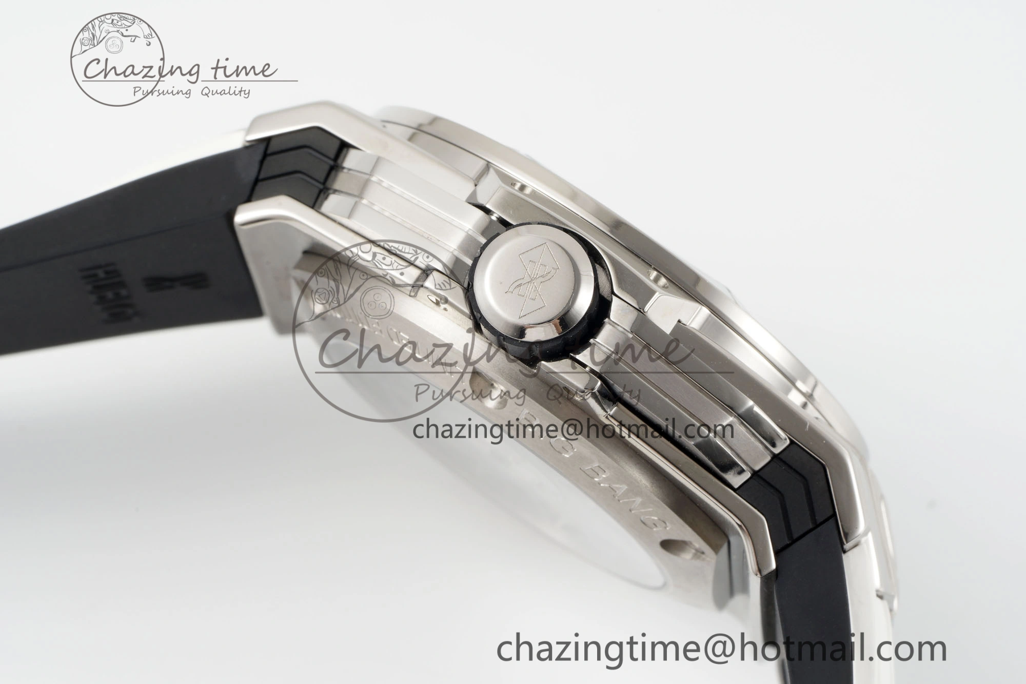 Big Bang Sang Bleu II Chrono SS BBF Best Edition White Dial on White Gummy Strap A7750