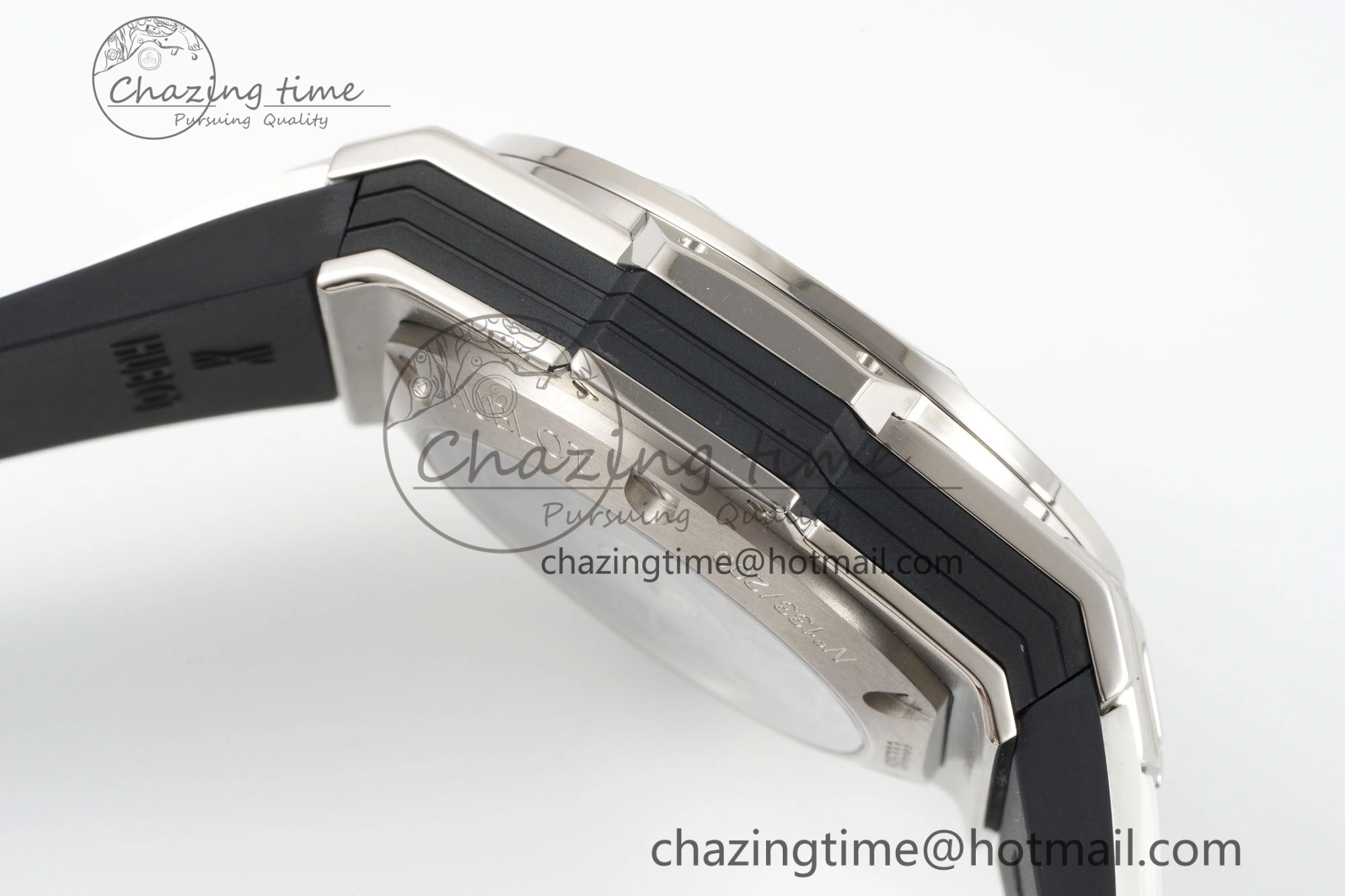 Big Bang Sang Bleu II Chrono SS BBF Best Edition White Dial on White Gummy Strap A7750