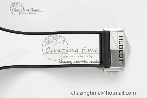 Big Bang Sang Bleu II Chrono SS BBF Best Edition White Dial on White Gummy Strap A7750