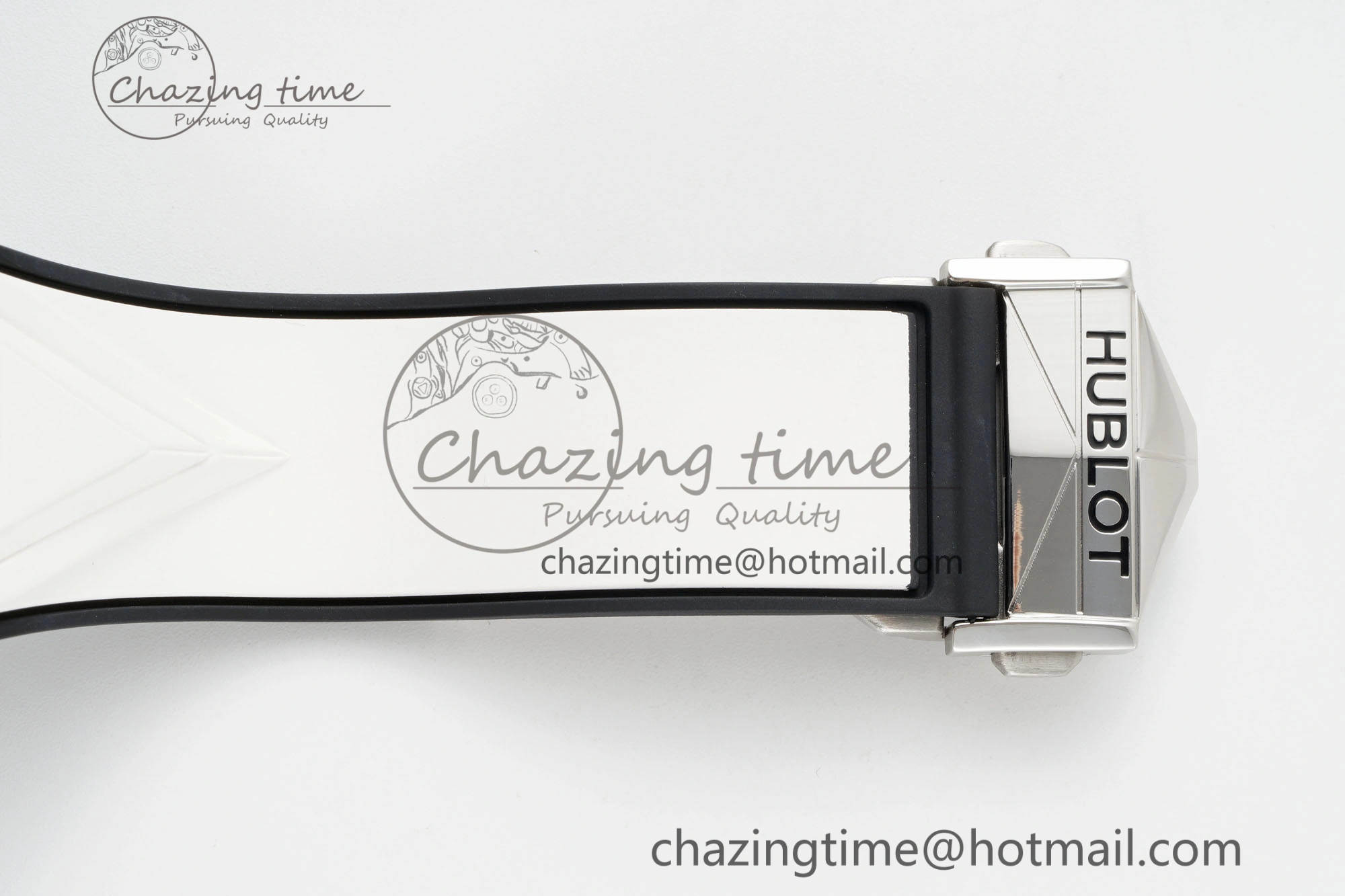 Big Bang Sang Bleu II Chrono SS BBF Best Edition White Dial on White Gummy Strap A7750
