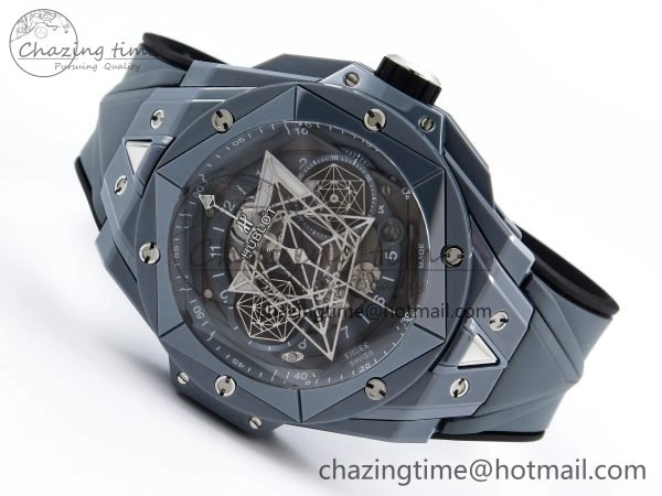 Big Bang Sang Bleu II Gray Ceramic BBF Best Edition on Gray Rubber Strap A1240