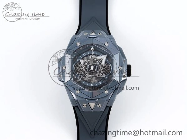 Big Bang Sang Bleu II Gray Ceramic BBF Best Edition on Gray Rubber Strap A1240