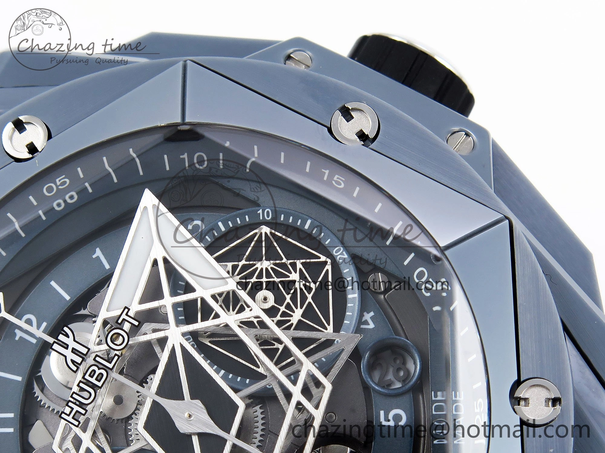 Big Bang Sang Bleu II Gray Ceramic BBF Best Edition on Gray Rubber Strap A1240