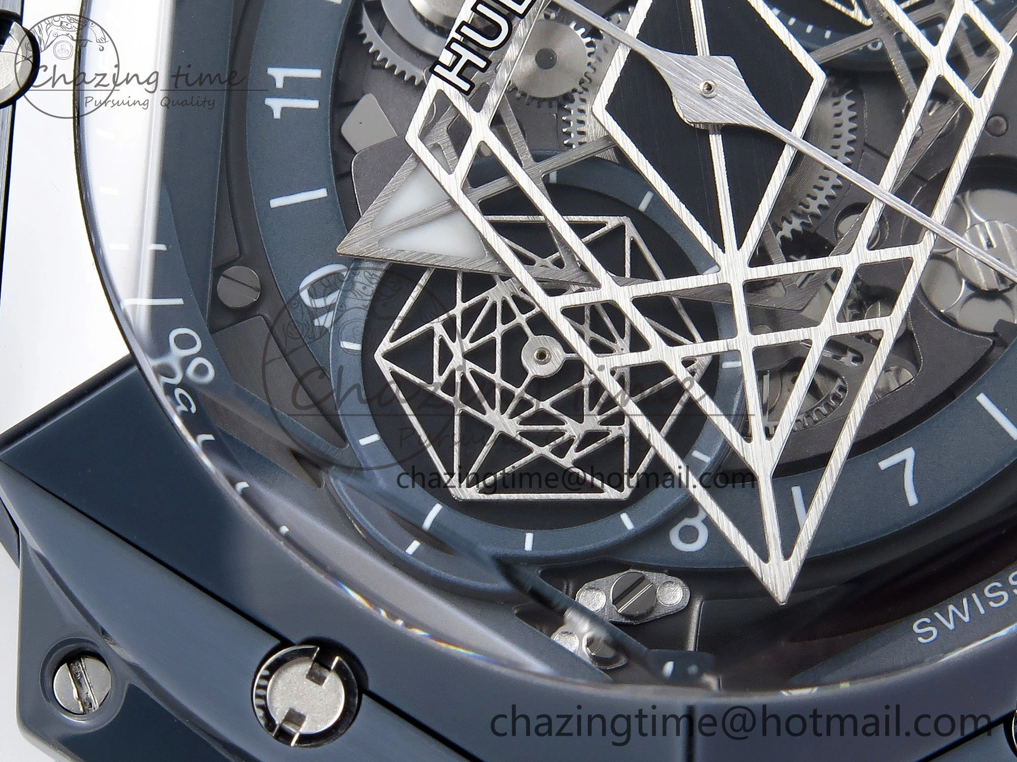 Big Bang Sang Bleu II Gray Ceramic BBF Best Edition on Gray Rubber Strap A1240