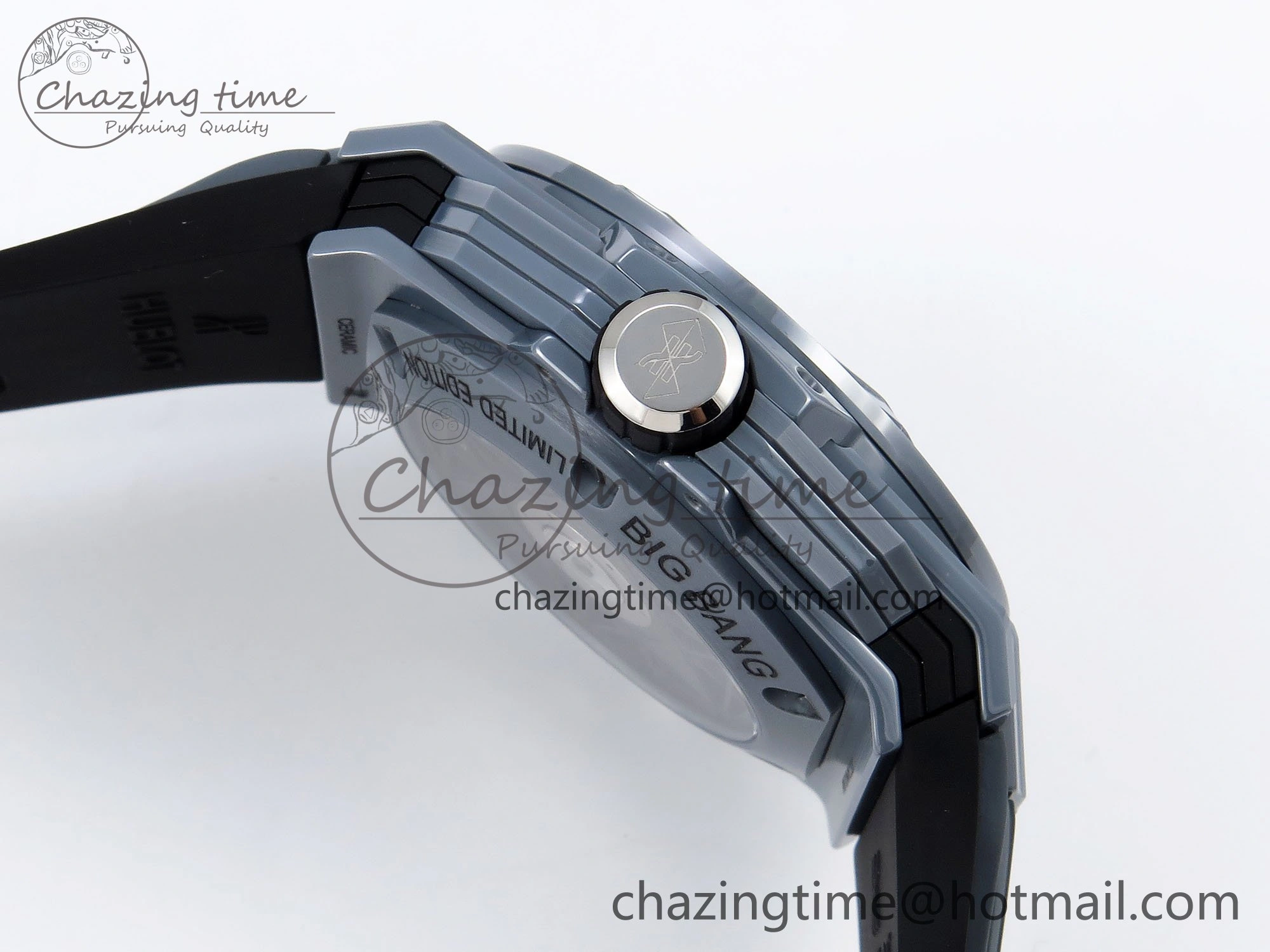 Big Bang Sang Bleu II Gray Ceramic BBF Best Edition on Gray Rubber Strap A1240