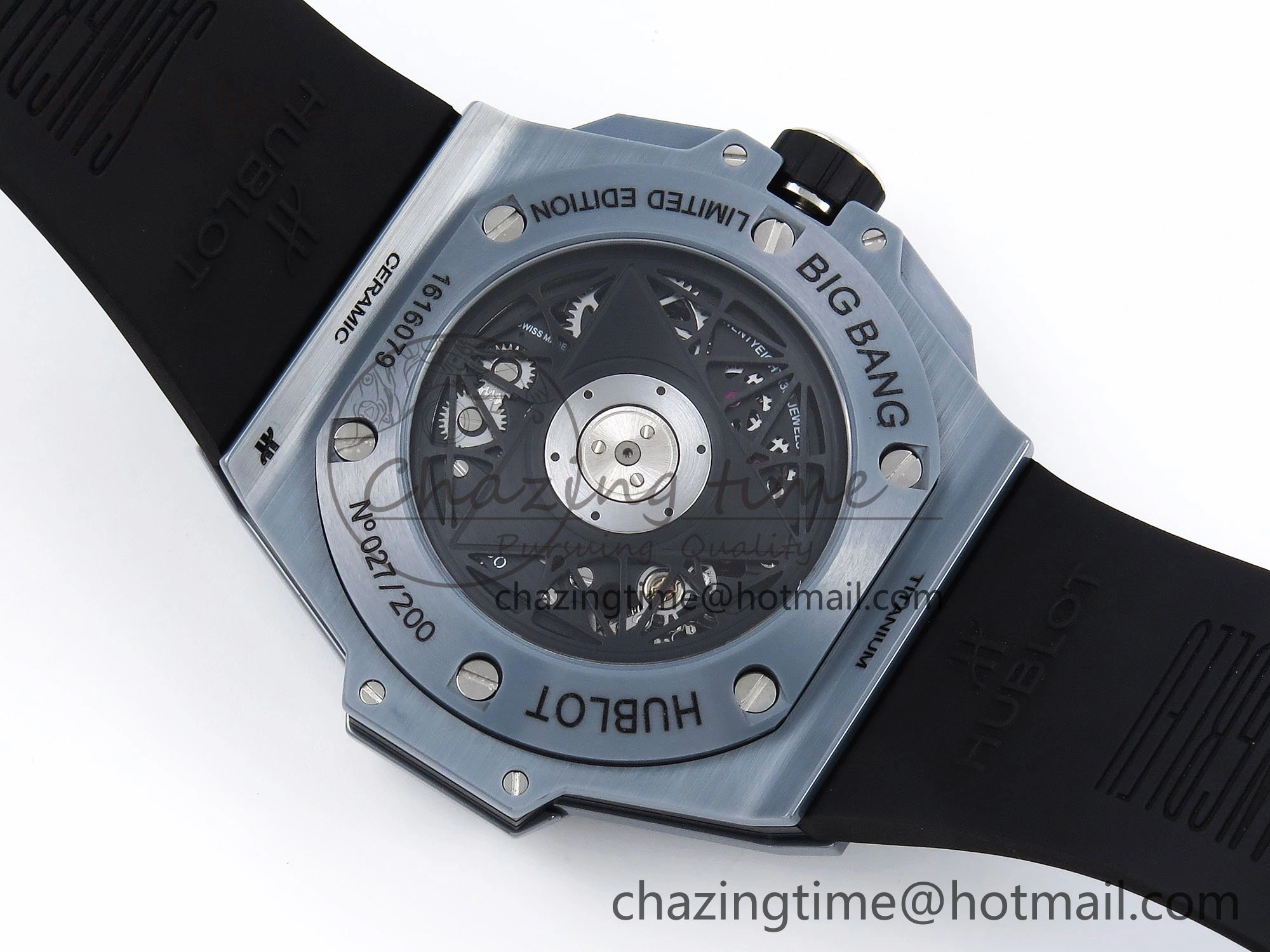 Big Bang Sang Bleu II Gray Ceramic BBF Best Edition on Gray Rubber Strap A1240